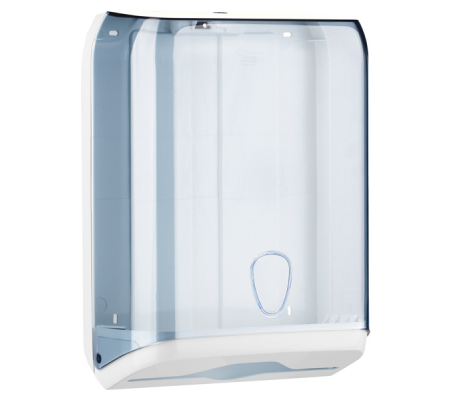 Dispenser asciugamani piegati - 28 x 13,7 x 37,5 cm - plastica - bianco-azzurro trasparente - Mar Plast - A59310 - 8020090004285 - DMwebShop