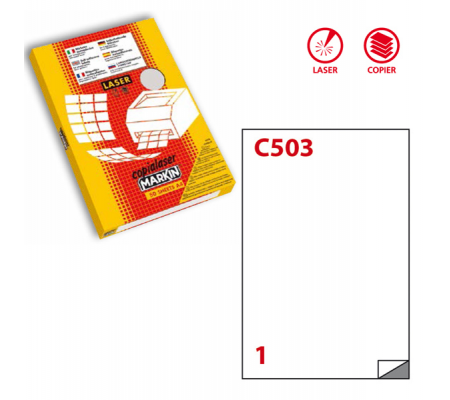 Etichetta in poliestere C503 - 210 x 297 mm - 1 etic. Per foglio - trasparente lucido - conf. 50 fogli A4 - Markin - X220LTGC503 - 8007047031648 - DMwebShop