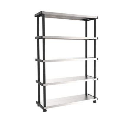 Scaffale - PPL-metallo - 5 ripiani - 119 x 45 x 185 cm - grigio-nero - Terry - 1003054 - 8005646030543 - DMwebShop