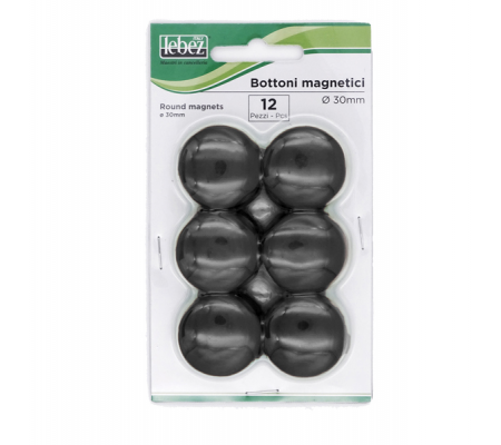 Bottoni magnetici - nero - Ø 30 mm - conf. 12 pezzi - Lebez - MR-30-N - 8007509002438 - DMwebShop