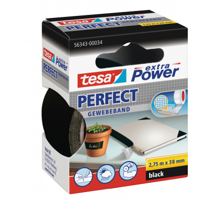 Nastro adesivo telato XP Perfect - 38 mm x 2,7 mt - nero - Tesa - 56343-00034-04 - 4042448044150 - DMwebShop