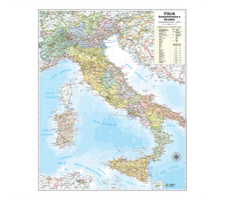 Carta geografica Italia amministrativa e stradale - murale - 67 x 85 cm - Belletti - M06PP/07 - 9788881465361 - DMwebShop