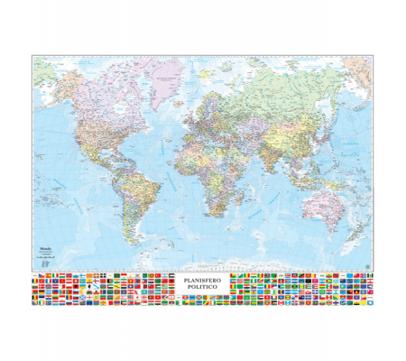 Carta geografica Mondo con Bandiere - murale - 132 x 97 cm - Belletti - M09PL/07 - 9722281465545 - DMwebShop