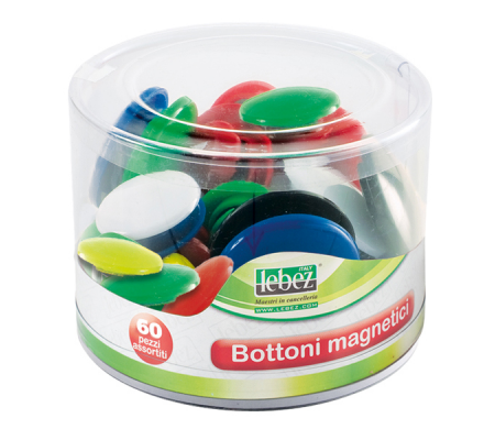 Bottoni magnetici tondi - misure e colori assortiti - barattolo da 60 pezzi - Lebez - 2777 - 8007509037355 - DMwebShop