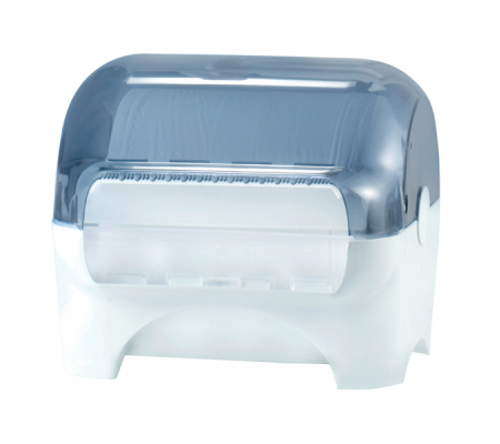 Dispenser carenato da banco Wiperbox per bobine asciugatutto - 34 x 31,5 x 36 cm - bianco-azzurro trasparente - Mar Plast - A77710 - 8020090025006 - DMwebShop