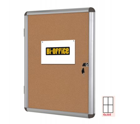 Bacheca per interni - fondo in sughero - 4 fogli - A4 - verticale - Bi-office - VT610101150 - 5603750521150 - DMwebShop