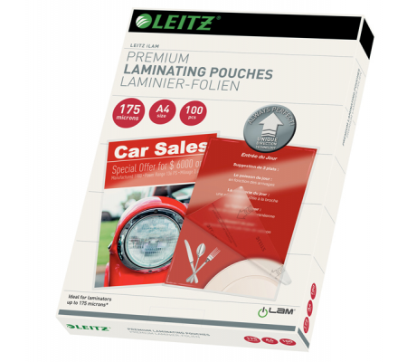 Pouches ILam - A4 - 216 x 303 mm - 2 x 175 micron - conf. 100 pezzi - Leitz - 74830000 - 4002432397679 - DMwebShop