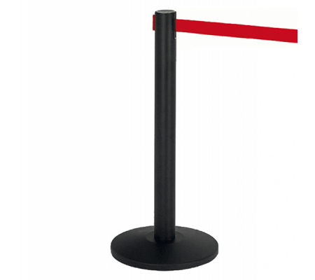 Colonnina segnapercorso Alfa nera altezza - 95 cm - nastro retrattile Rosso da 200 cm - conf. 2 pezzi - Medialinternational - 103341 - DMwebShop