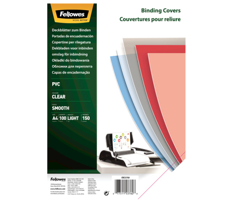 Copertine Clear - A4 - 150 micron - PVC neutro trasparente scatola 100 pezzi - Fellowes - 5376001 - 077511537608 - DMwebShop