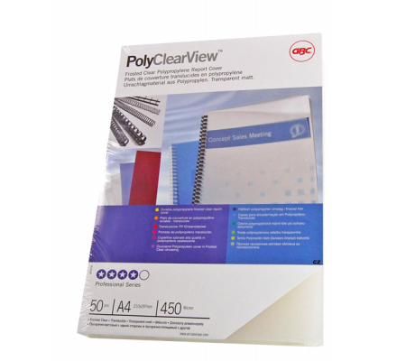 Copertine PolyClear View - A4 - 300 micron - PPL - neutro trasparente opaco - conf. 100 pezzi - GBC - IB386848 - 013465386848 - DMwebShop