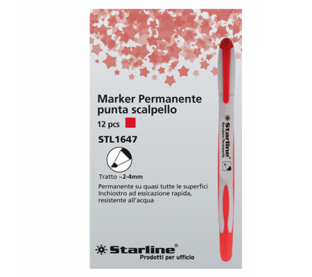 Marcatore permanente - punta a scalpello - 2 - 4 mm - rosso - Starline - STL1647. - 8025133020970 - DMwebShop