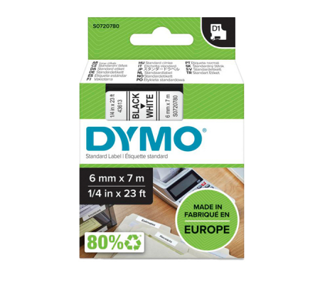 Nastro D1 436130 - 6 mm x 7 mt - nero-bianco - Dymo - S0720780 - 8000000111913 - DMwebShop