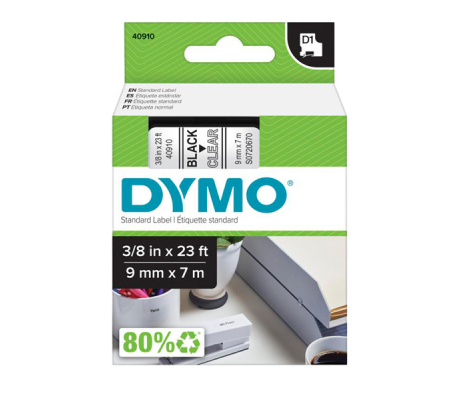 Nastro D1 409100 - 9 mm x 7 mt - nero-trasparente - Dymo - S0720670 - 5411313409100 - DMwebShop