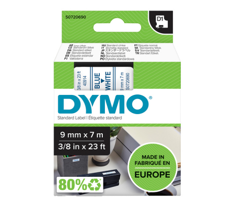 Nastro D1 409140 - 9 mm x 7 mt - blu-bianco - Dymo - S0720690 - 5411313409148 - DMwebShop