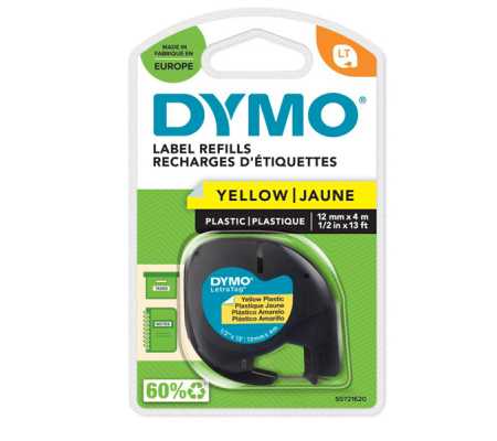 Nastro Letratag 912020 - in plastica - 12 mm x 4mt - giallo - Dymo - S0721620 - 071701913326 - DMwebShop