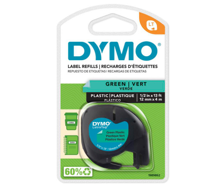 Nastro Letratag 912040 - in plastica - 12 mm x 4 mt - verde - Dymo - S0721640 - 5411313912044 - DMwebShop