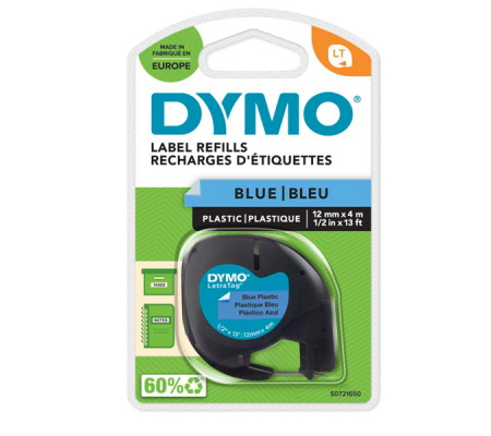 Nastro Letratag 912050 - in plastica - 12 mm x 4 mt - blu - Dymo - S0721650 - 5411313912051 - DMwebShop