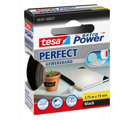 Nastro adesivo telato XP Perfect - 19 mm x 2,7 mt - nero - Tesa - 56341-00027-04 - 4042448043993 - DMwebShop