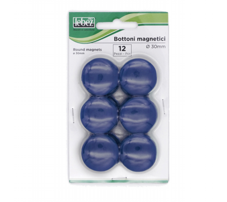 Bottoni magnetici - blu - Ø 30 mm - blister 12 pezzi - Lebez - MR-30-BL - 8007509002414 - DMwebShop