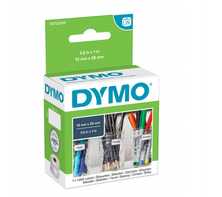 Rotolo 1000 etichette LW 13530 - 25 x 13 mm - multiuso rimovibili - bianco - Dymo - S0722530 - 5411313113533 - DMwebShop