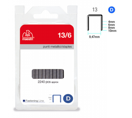 Punti - 13/6 - 6 mm - metallo - conf. 2240 pezzi - Romeo Maestri - 1110503 - 8005231435043 - DMwebShop