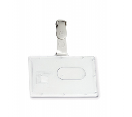 Portabadge rigido Pocket - clip in plastica - 5,3 x 8,5 cm - conf. 100 pezzi - Fellowes - L460 - 8015687002430 - DMwebShop