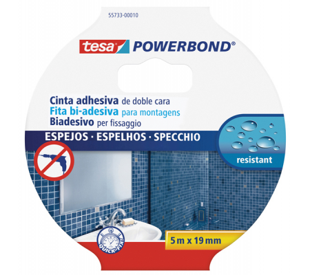 Nastro biadesivo per specchi Powerbond - 19 mm x 5 mt - bianco - Tesa - 55733-00018-04 - 4042448843531 - DMwebShop