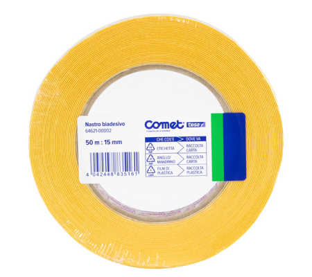 Nastro biadesivo - 15 mm x 50 mt - trasparente - Comet - 64621-00002-02 - 4042448835161 - DMwebShop