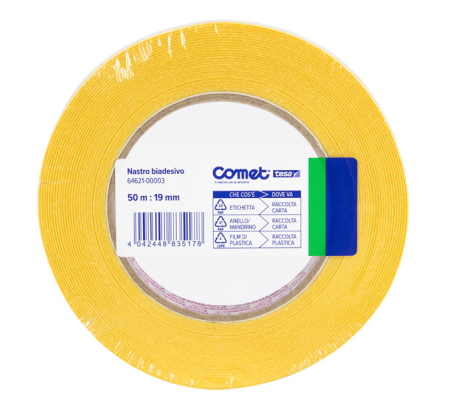 Nastro biadesivo - 19 mm x 50 mt - trasparente - Comet - 64621-00003-01 - 4042448835178 - DMwebShop