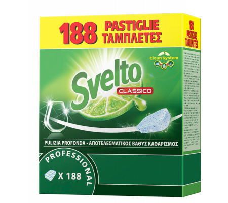 Tabs per lavastoviglie - fustino da 188 tabs da 10 gr - Svelto - 101100936 - 7615400778270 - DMwebShop