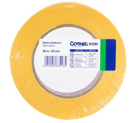 Nastro biadesivo - 25 mm x 50 mt - trasparente - Comet - 64621-00006-03 - 4042448835185 - DMwebShop