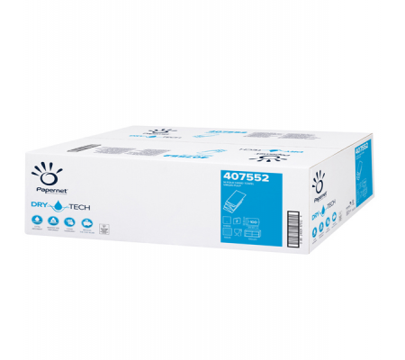 Asciugamani piegati a W Dry Tech - 2 veli - 18 gr - goffrata - 20,3 x 32 cm - bianco - conf. 20 pezzi da 100 - Papernet - 407552 - 8024929975524 - DMwebShop