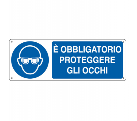 Cartello segnalatore - 35 x 12,5 cm - E' OBBLIGATORIO PROTEGGERE GLI OCCHI - alluminio - Cartelli Segnalatori - E1901K - 8798120119017 - DMwebShop