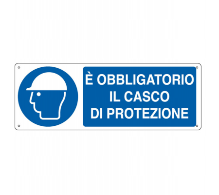 Cartello segnalatore - 35 x 12,5 cm - E' OBBLIGATORIO IL CASCO DI PROTEZIONE - alluminio - Cartelli Segnalatori - E1902K - 8798130219028 - DMwebShop