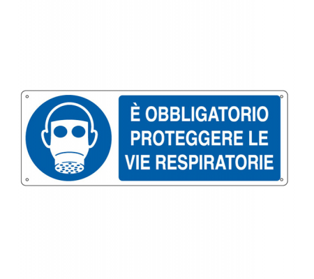 Cartello segnalatore - 35 x 12,5 cm - E' OBBLIGATORIO PROTEGGERE LE VIE RESPIRATORIE - alluminio - Cartelli Segnalatori - E1903K - 8798140319039 - DMwebShop