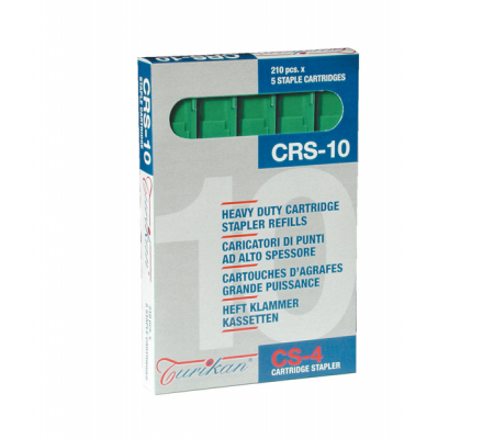 Caricatori CRS6 - 210 punti - 10 mm - capacita' massima 55 fogli - verde - Turikan - conf. 5 pezzi - Iternet - 0023 - 8028422300234 - DMwebShop
