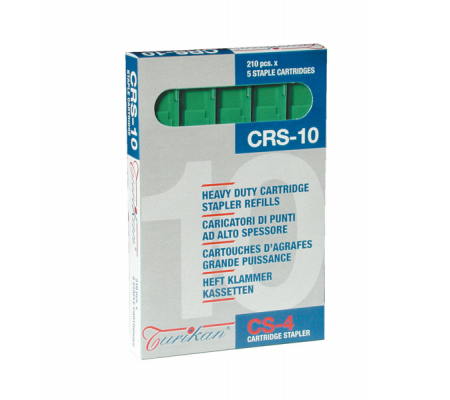 Caricatori CRS6 - 210 punti - 10 mm - capacita' massima 55 fogli - verde - conf. 5 pezzi - Turikan - 0023 - 8028422300234 - DMwebShop