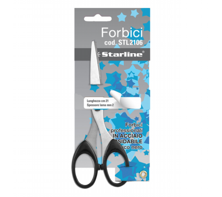 Forbici - lama in acciaio - impugnatura ABS - 21 cm - nero - Starline - 4368 - 8025133025456 - DMwebShop