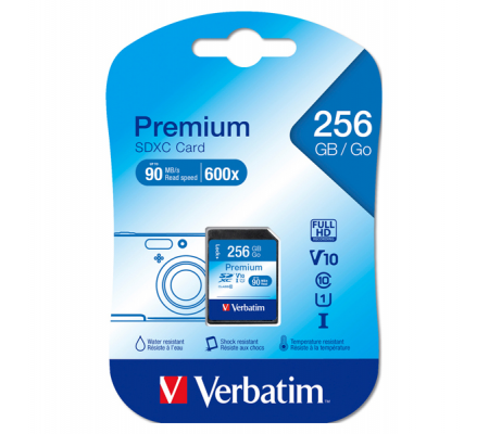 Scheda SDHC Premium SDXC Class 10/UHS-1 - 256 Gb Verbatim - 44026 - 023942440260 - DMwebShop