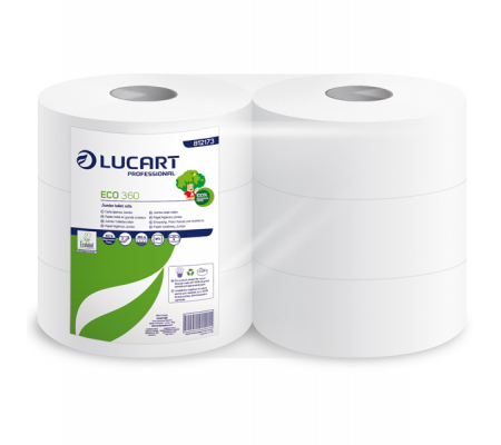 Carta igienica Eco Maxi Jumbo - 2 veli - 16,5 gr - Ø 25,5 cm - 9,1 cm x 360 mt - 360 mt - pacco 6 rotoli - Lucart - 812173P - 8005892347235 - DMwebShop