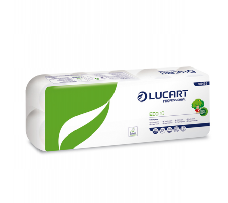 Carta igienica Eco - 2 veli - 16,5 gr - Ø 11 cm - 9,8 cm x 24 mt - 200 strappi - pacco 10 rotoli - Lucart - 811438P - 8005892342971 - DMwebShop