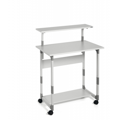 Pc Workstation System 80 VH - 80 x 56,4 x 92-122 cm - 3 ripiani - con ruote - grigio - Durable - 3718-10 - 4005546301785 - DMwebShop