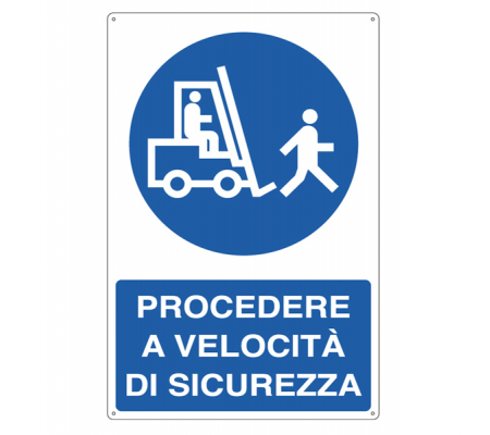 Cartello segnalatore - 50 x 70 cm - PROCEDERE A VELOCITA' DI SICUREZZA - alluminio - Cartelli Segnalatori - 1971Y - 8798200819714 - DMwebShop