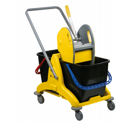 Carrello a doppia vasca Pressclean - 81 x 43,5 x 88 cm - 25+25 lt - con strizzatore - con ruote pivottanti - Medial International - 705001 - 8056324531852 - DMwebShop