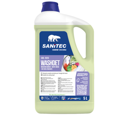 Detersivo liquido Lavatrice Washdet Muschio Bianco - 5 lt - Sanitec - 2025 - 8032680391071 - DMwebShop