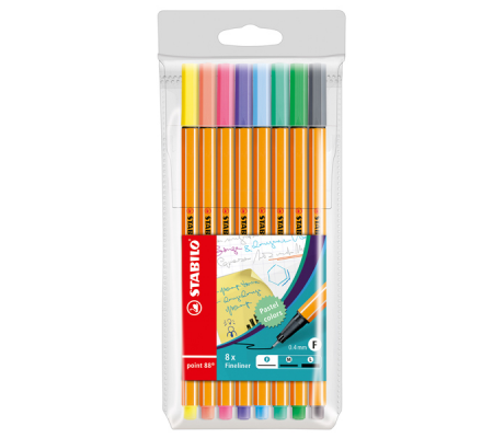 Fineliner Point 88 - tratto 0,4 mm - colori assortiti pastel - conf. 8 pezzi - Stabilo - 88/8-01 - 4006381493499 - DMwebShop