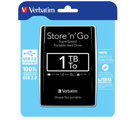 Hard disk - Store 'N'Go Usb 3.0 - Nero - 1Tb - Verbatim - 53023 - 023942530237 - DMwebShop