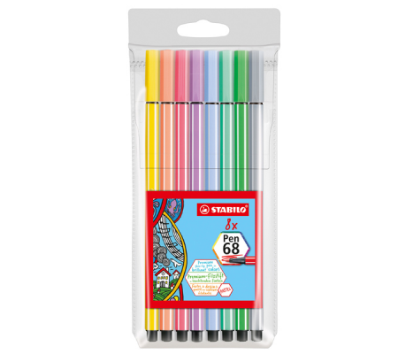 Pennarelli Pen 68 - colori assortiti pastello - busta 8 pezzi - Stabilo - 68/8-01 - 4006381507882 - DMwebShop