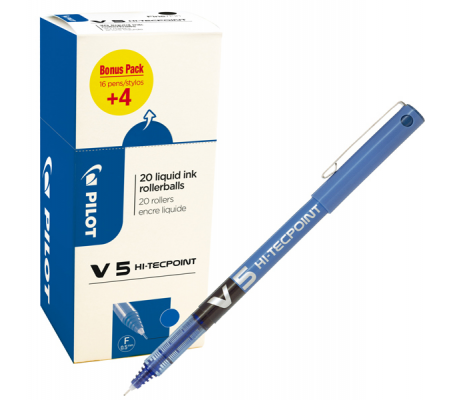 Roller Hi Tecpoint V5 - con cappuccio - punta 0,5 mm - blu - conf. 16+4 pezzi - Pilot - 000020 - 3131910516514 - DMwebShop