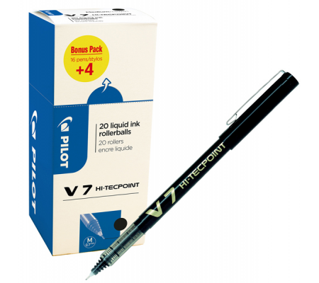 Roller - con cappuccio - Hi Tecpoint V7 - punta 0,7 mm - nero - conf. 16+4 pezzi - Pilot - 000021 - DMwebShop